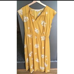 LOFT Mustard Yellow Midi Dress